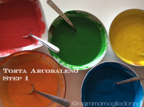 Torta arcobaleno - rainbow cake step 1