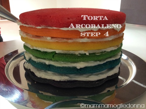 Torta arcobaleno - rainbow cake step 4