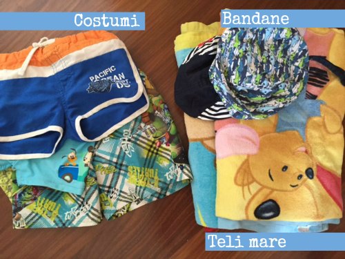 valigia dei bambini per il mare